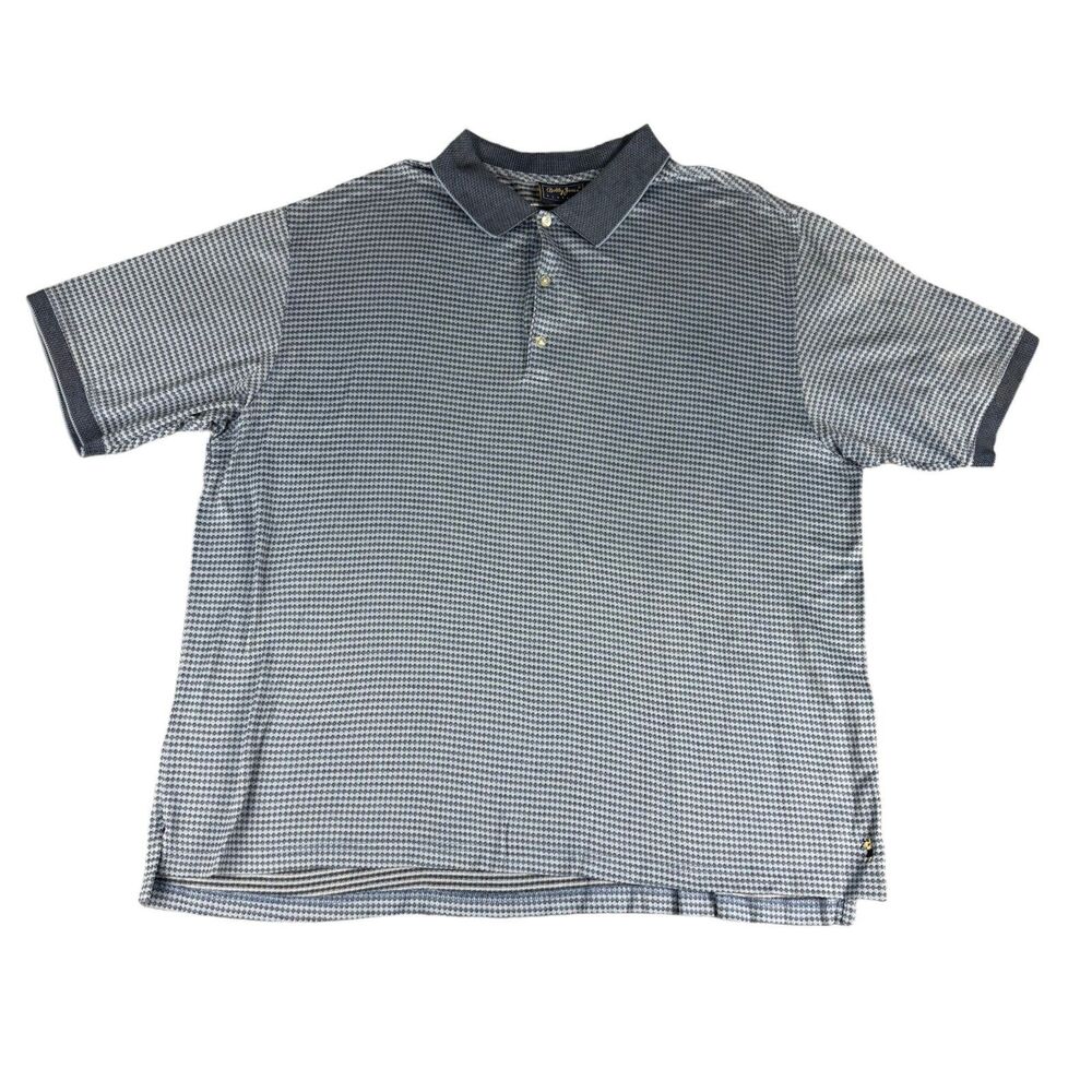 Bobby Jones Polo Shirt Men's Extra Large Gray Short Sleeve Geometric Preppy Golf